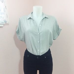 {Allison Joy} Stripe Short Sleeve Button Up